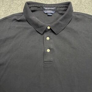 Lands' End Polo Shirt Mens Black XL Supima Cotton Short Sleeve Preppy Golf Rugby